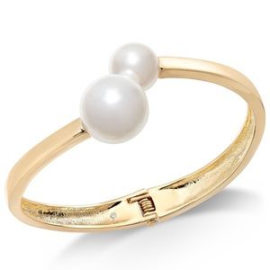 INC Gold/Pearl Hinge Bracelet